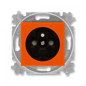 5519H-A02357 66  Zásuvka jednonásobná s ochranným kolíkem, s clonkami, oranžová / kouřová černá